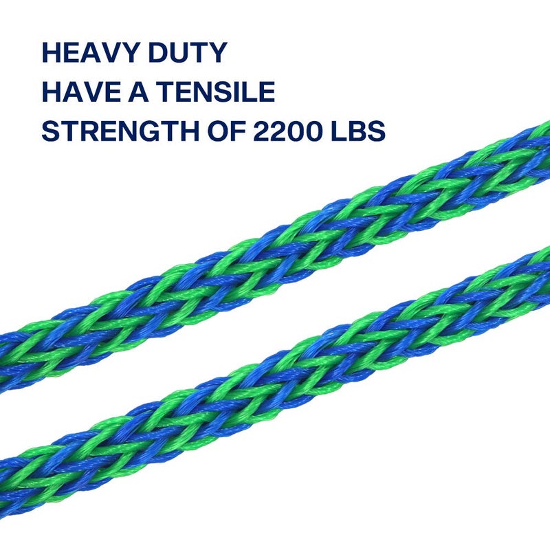 Obcursco خطوط ربط قارب أوبسوركو PWC 1/2"x (7 قدم و 14 قدم)، ملحقات ربط جت سكي لباونتون، خط سحب كاياك مع مشبك من الفولاذ المقاوم للصدأ 316 (أخضر/أزرق) - Image 5